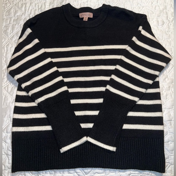 Philosophy Black and White Knit Sweater - Picture 1 of 8